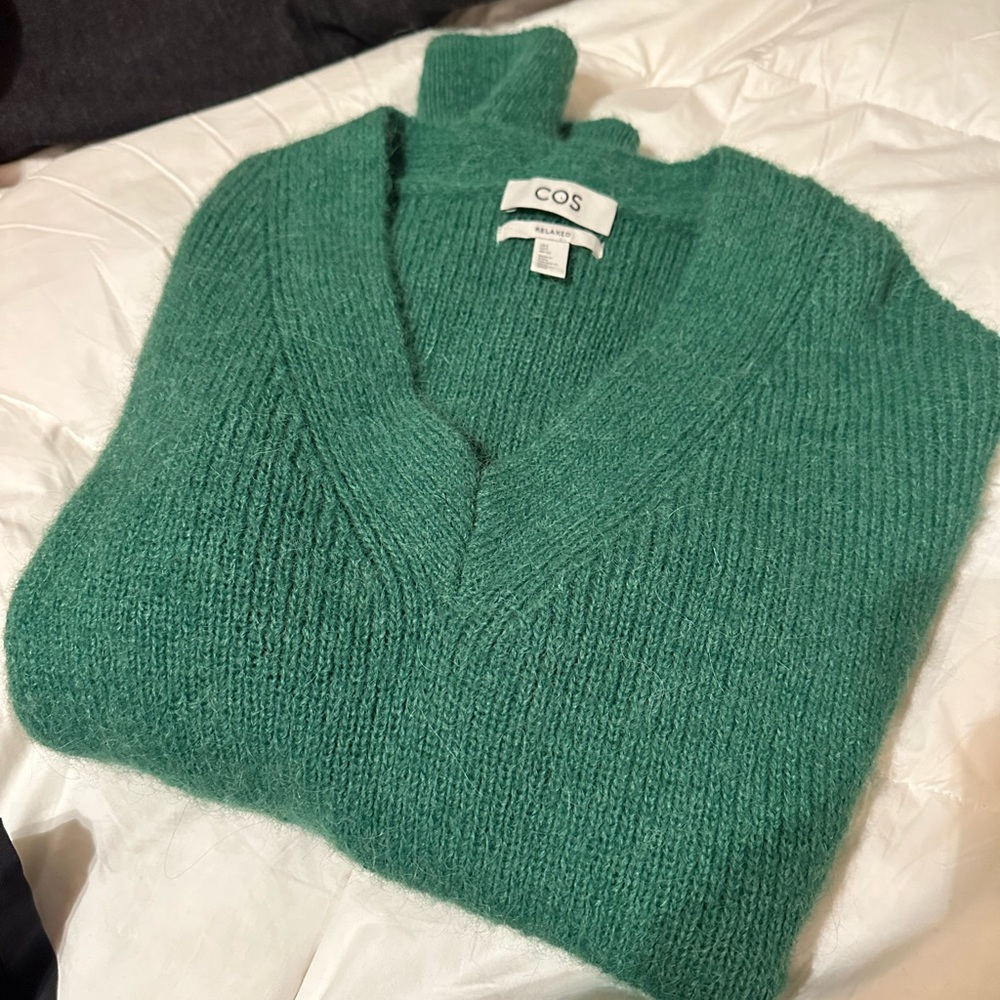 COS Green wool alpaca mohair oversized sweater size small NWOT